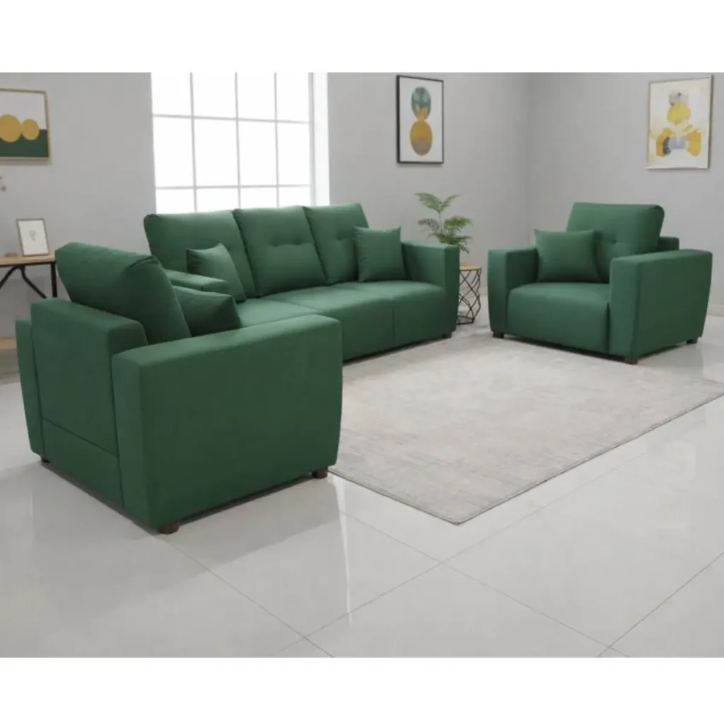 green fabric sofa set