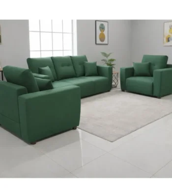 green fabric sofa set