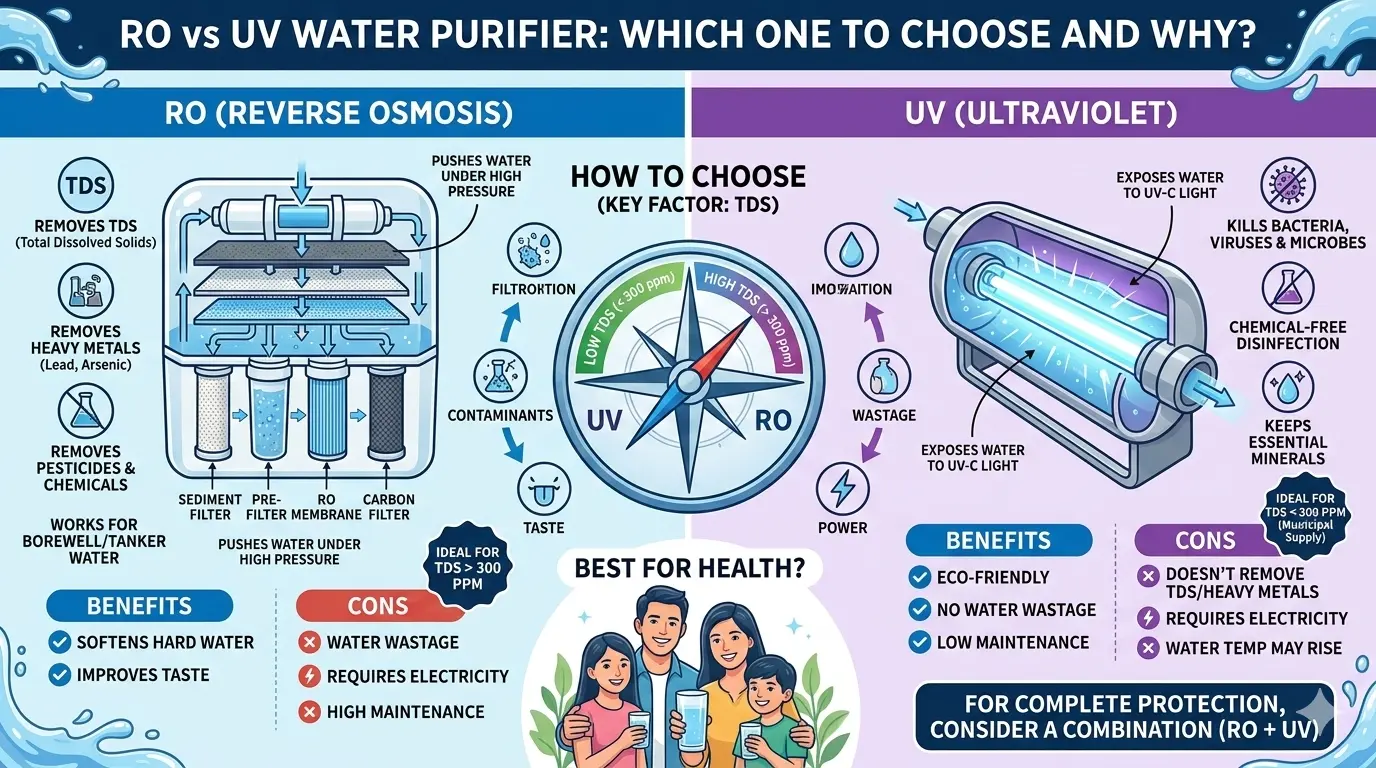 RO vs UV Water Purifier: Which One to Choose and Why?